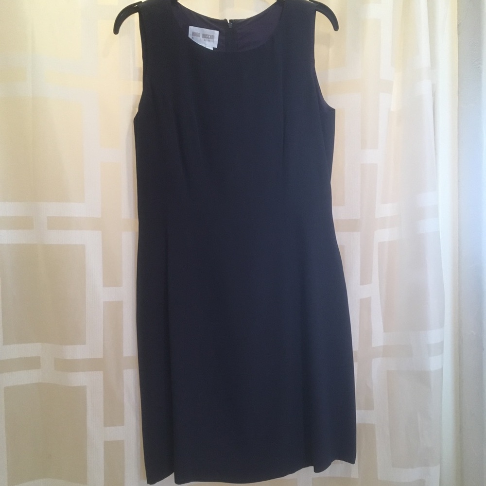 Hugo Buscati blue, sleeveless dress. 100% silk.  Vintage.